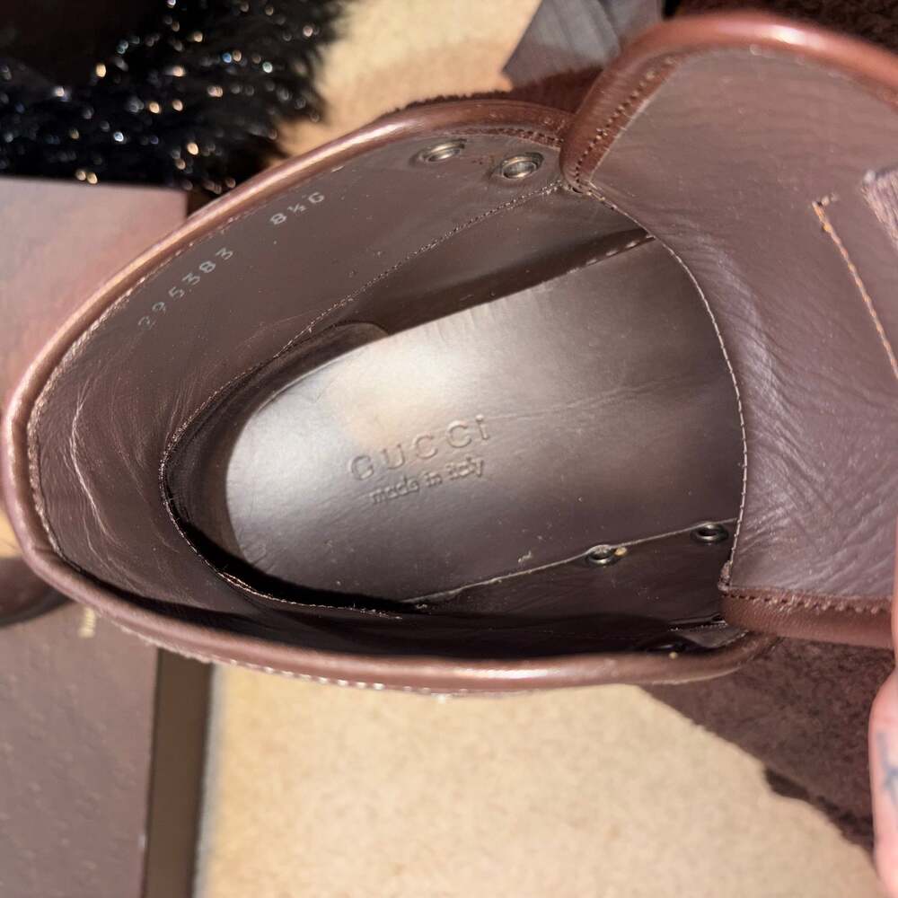 Vintage Gucci GG Supreme High Top Sneakers in Beige and Ebony Mens 8.5 - Picture 8 of 9